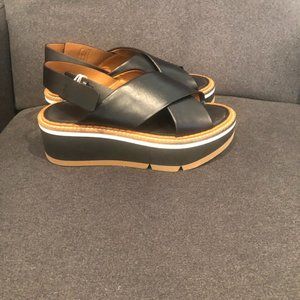 Cleregie Freedom Leather Flatform Slingback Sandals